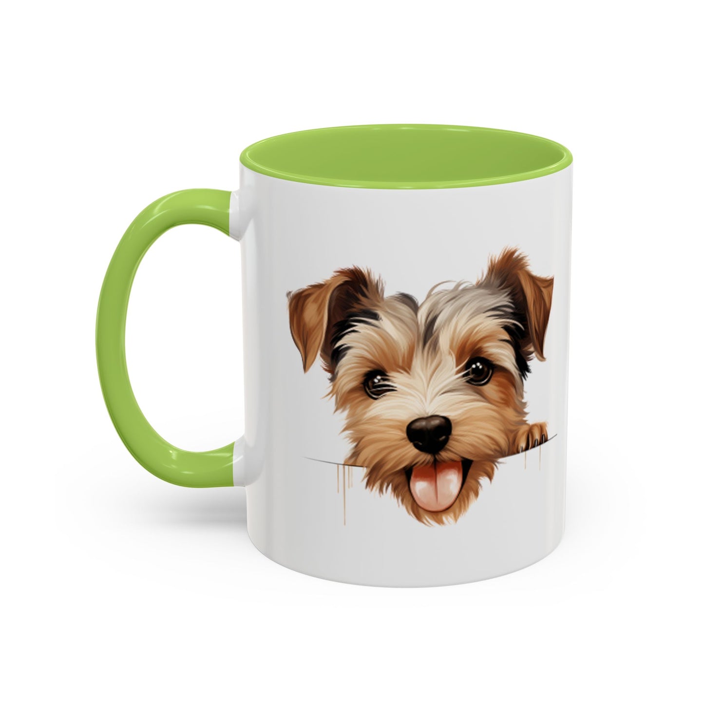 Biewer Terrier Coffee Mug — Cute Peekaboo Puppy Accent Mug (11/15oz)
