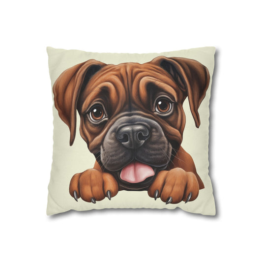 Brown Boxer Decorative Pillowcase — Cute Dog Throw Pillow Cover