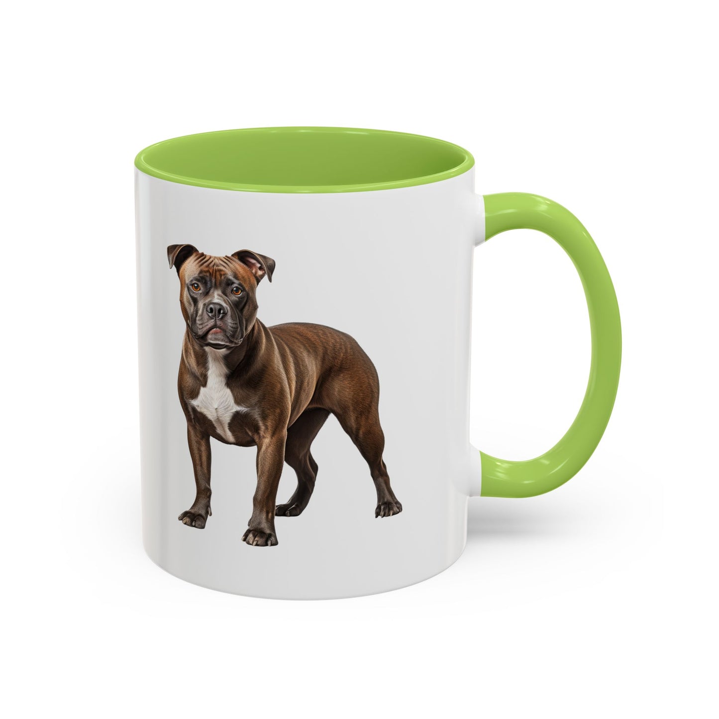 staffordshire-bull-terrier Accent Coffee Mug — Cute Brown Boxer Dog Illustration (11/15 oz)