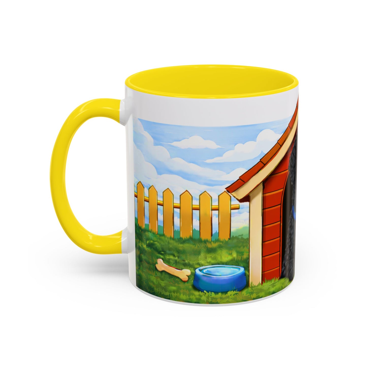 Curly-Coated Retriever — Red Doghouse Accent Coffee Mug (11oz/15oz)