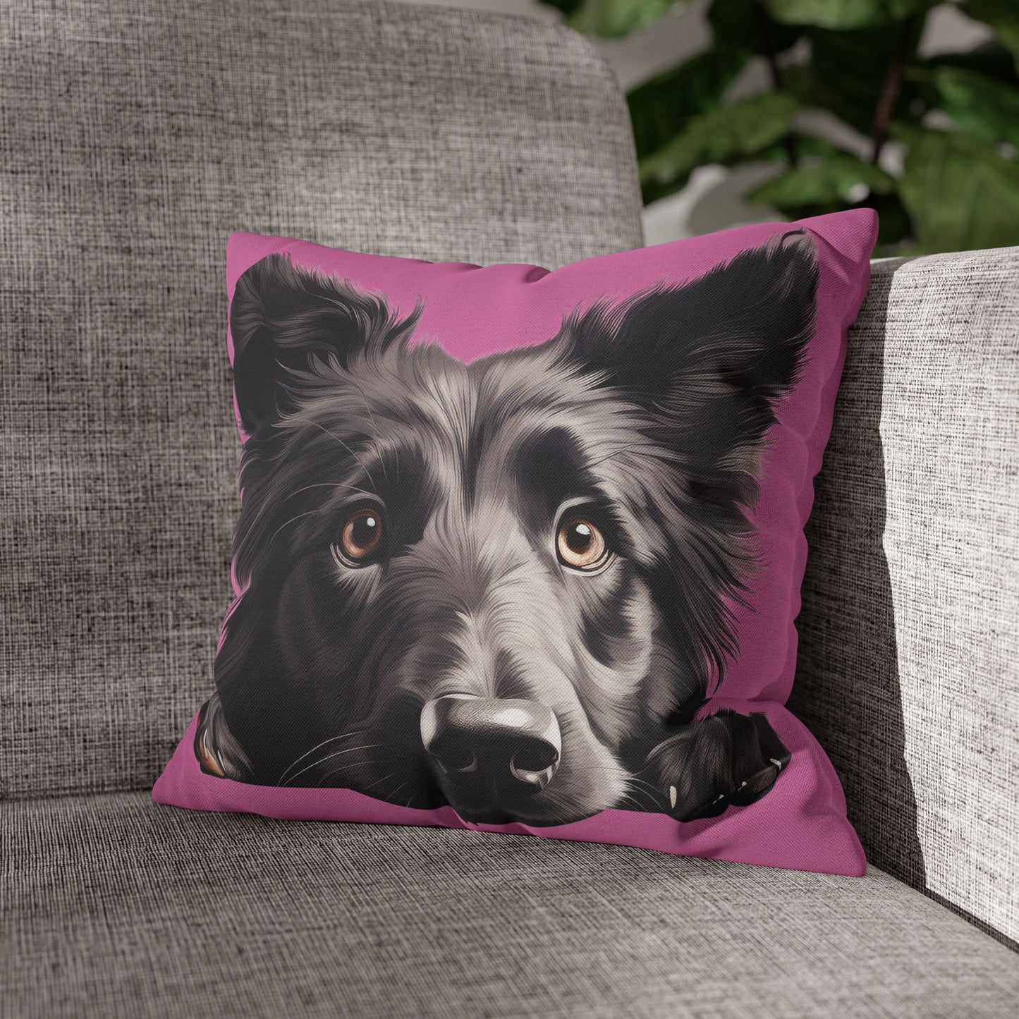 Belgian Sheepdog Face Decorative Pillow - Cute Peeking Pet Throw Pillowcase