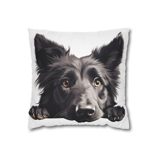 Belgian Sheepdog Face Decorative Pillow - Cute Peeking Pet Throw Pillowcase