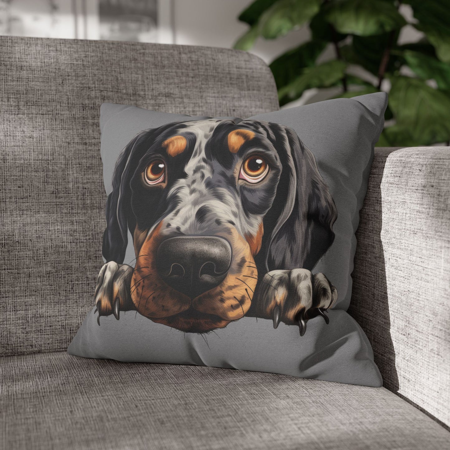 Bluetick Coonhound Dog Throw Pillowcase — Cute Puppy Decorative Cushion Cover
