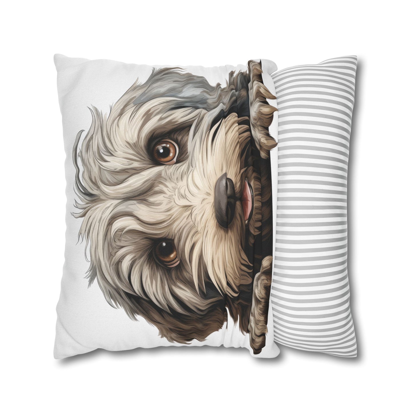 Bergamasco Face Throw Pillowcase — Playful Doodle Pet Decor