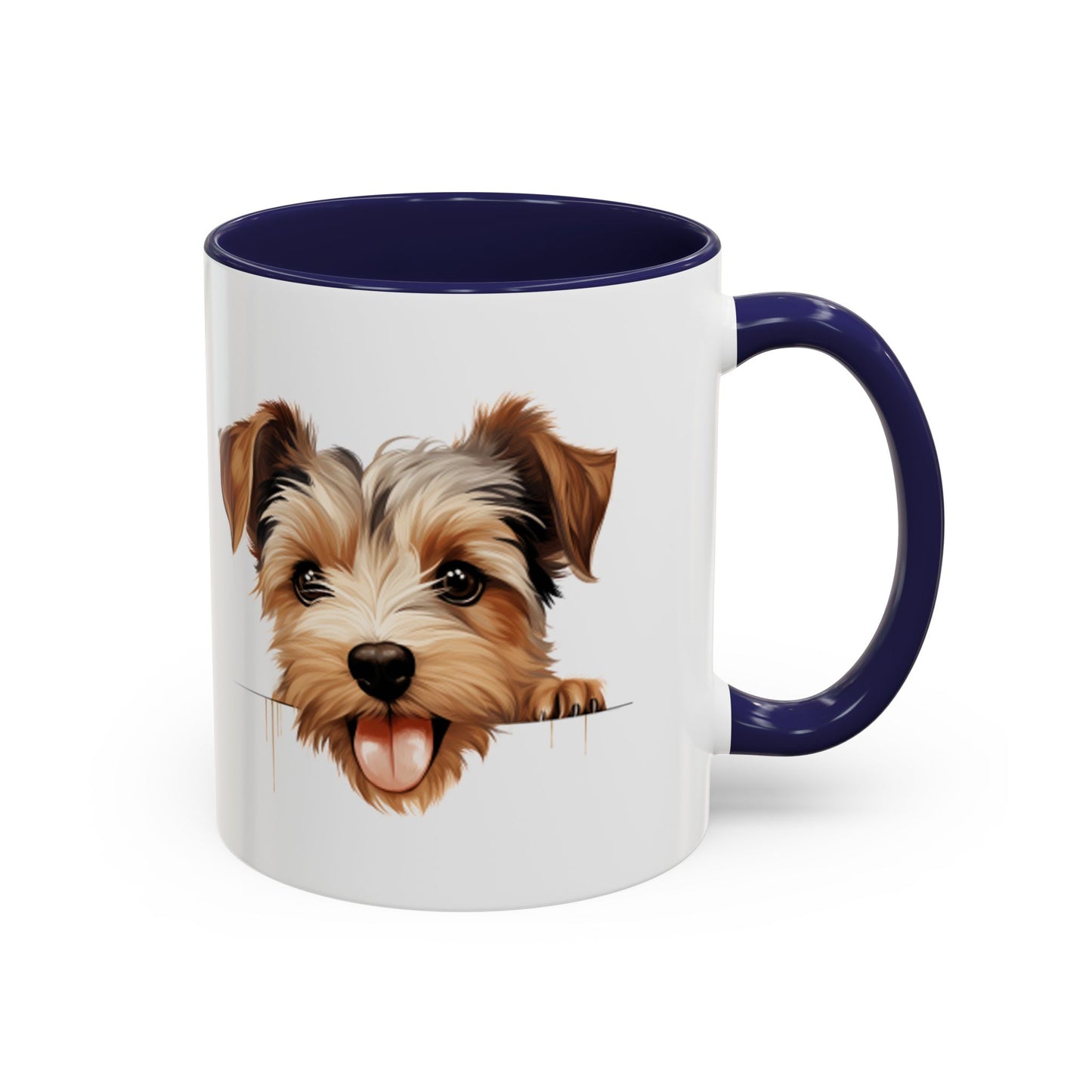 Biewer Terrier Coffee Mug — Cute Peekaboo Puppy Accent Mug (11/15oz)
