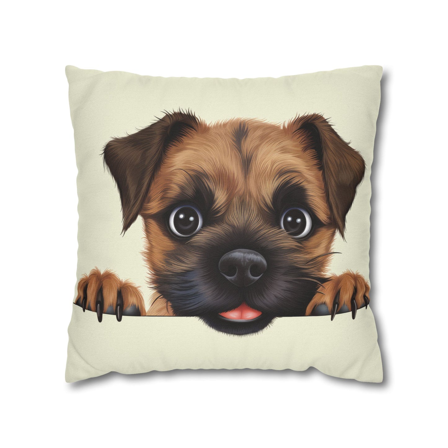 Border Terrier Throw Pillowcase — Adorable Puppy Decorative Pillow Cover