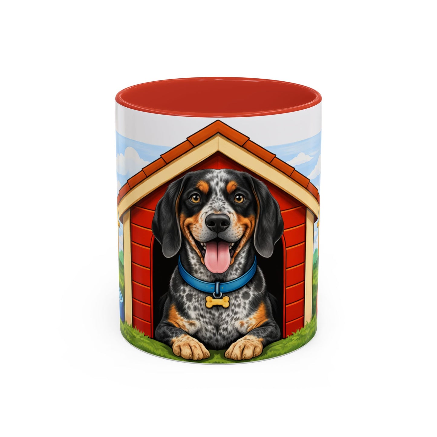 Bluetick Coonhound — Red Doghouse Accent Mug (11/15oz)