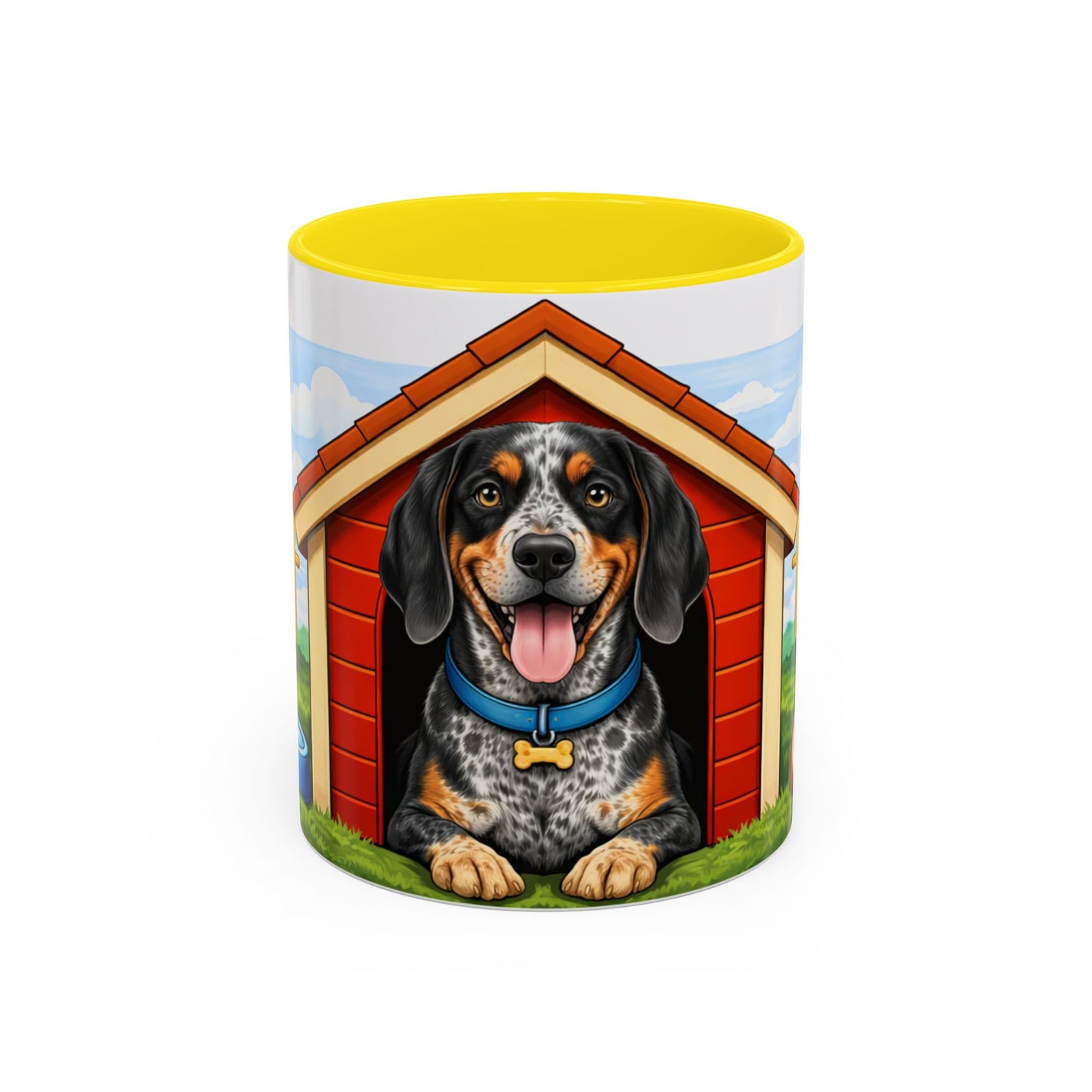 Bluetick Coonhound — Red Doghouse Accent Mug (11/15oz)