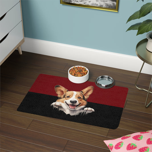Pembroke Welsh Corgi Dog Feeding Mat (12x18)  -Garnet/Black