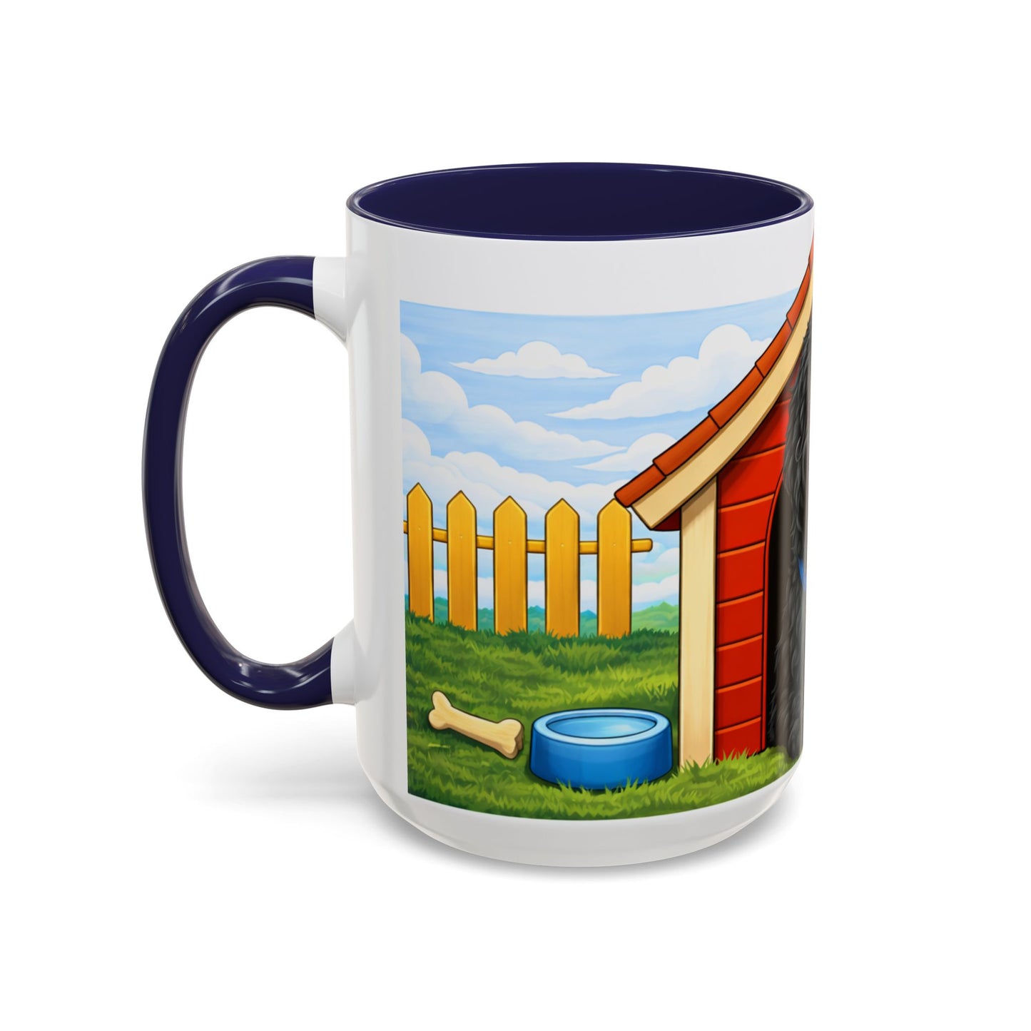 Black Russian Terrier -- Red Doghouse Accent Coffee Cup (11/15 oz)