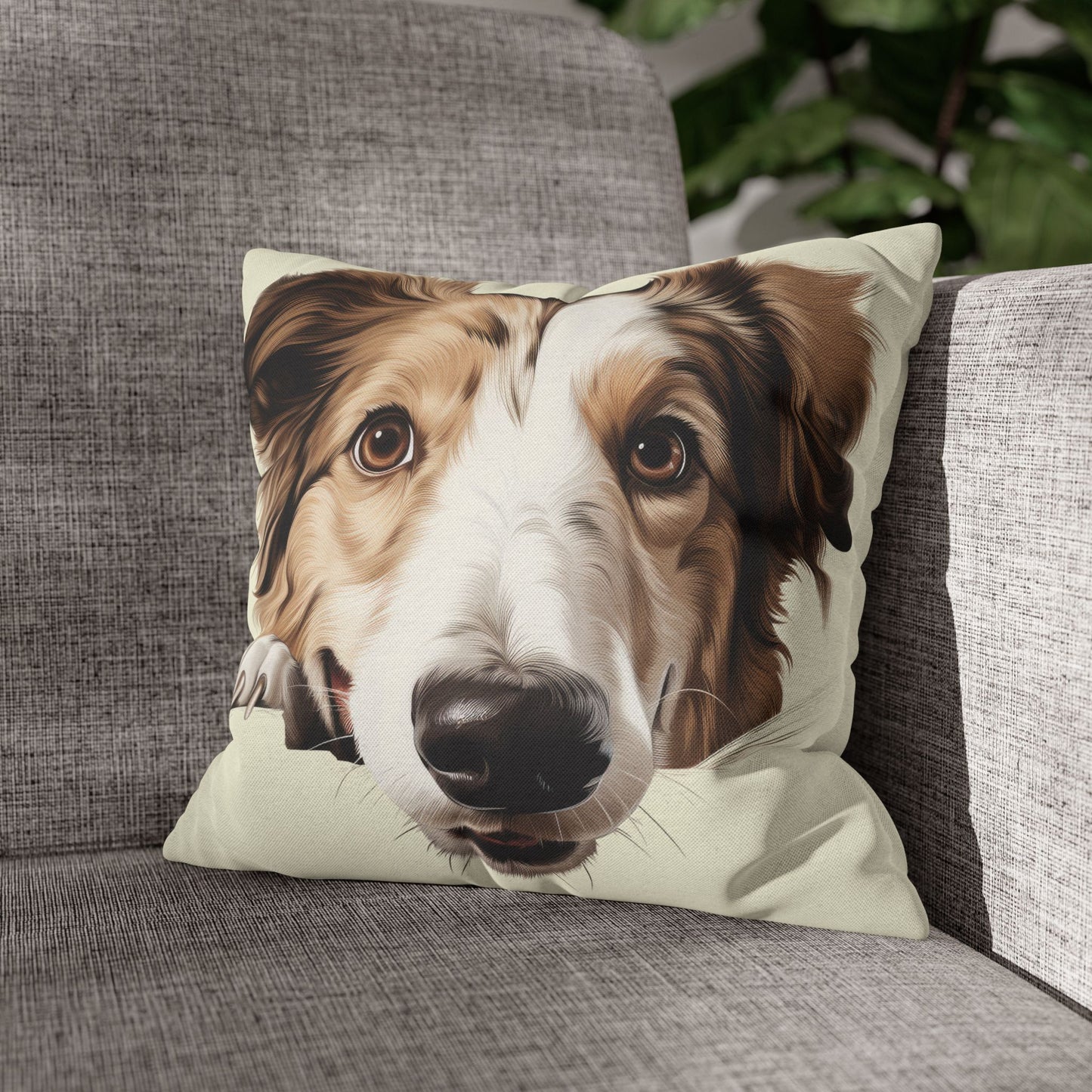 Borzoi Face Throw Pillow - Cute Dog Decorative Pillowcase