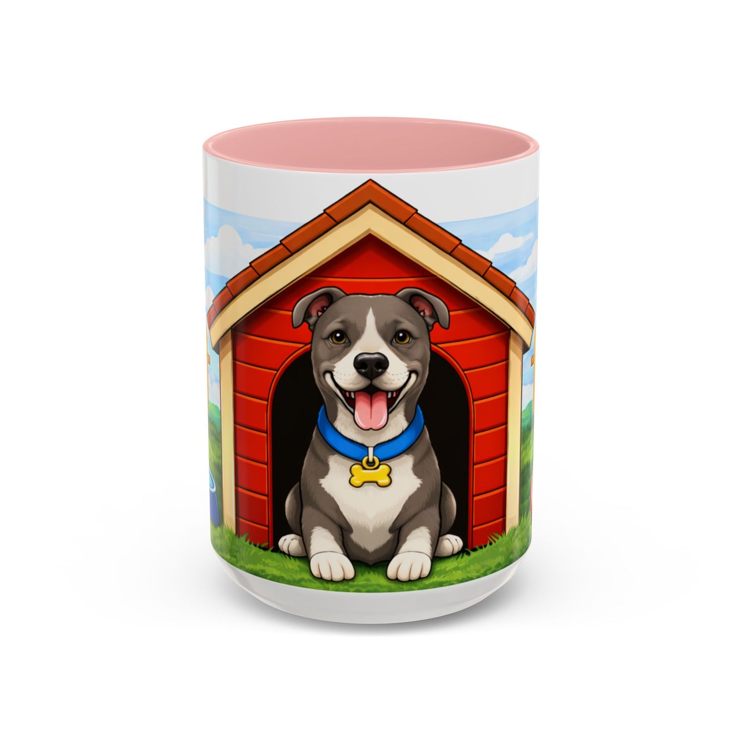 American Pit Bull  — Cute Pitbull in Red Doghouse Coffee Cup (11/15 oz)