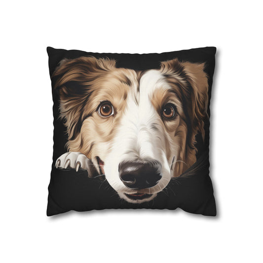 Borzoi Face Throw Pillow - Cute Dog Decorative Pillowcase