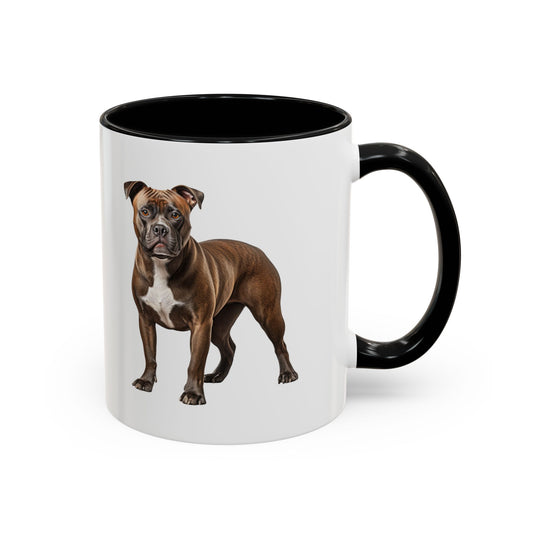 staffordshire-bull-terrier Accent Coffee Mug — Cute Brown Boxer Dog Illustration (11/15 oz)