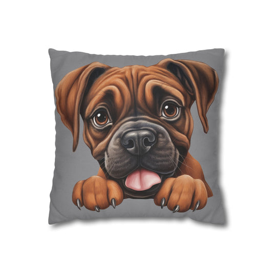 Brown Boxer Decorative Pillowcase — Cute Dog Throw Pillow Cover