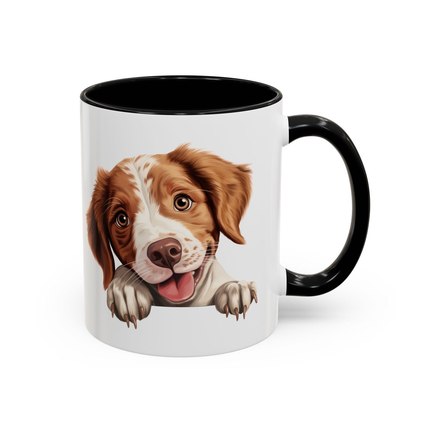 Brittany Coffee Mug — Smiling Puppy Accent Mug (11/15oz)