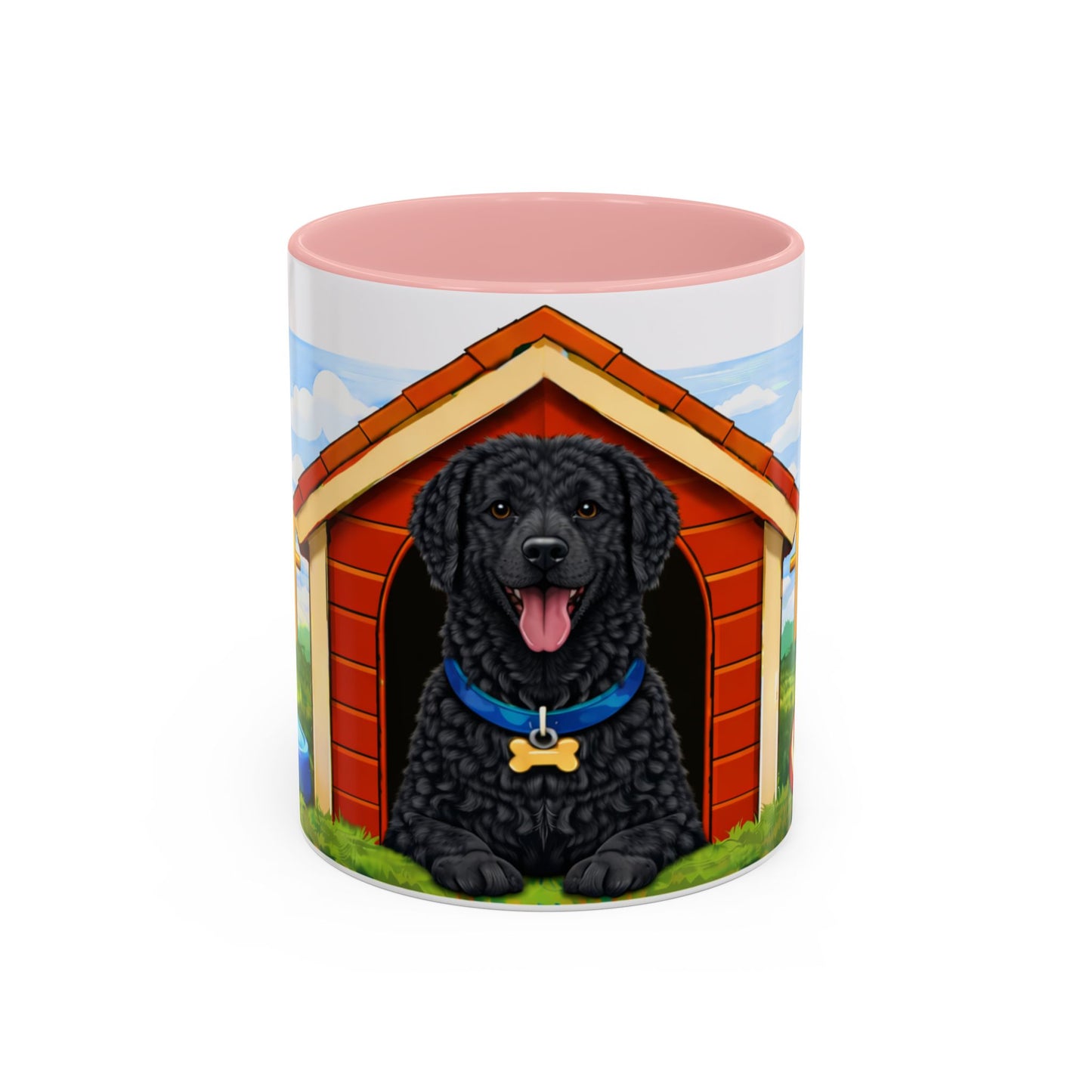 Curly-Coated Retriever — Red Doghouse Accent Coffee Mug (11oz/15oz)