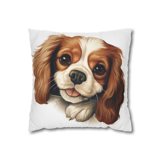 Cavalier King Charles Throw Pillow — Cute Dog Face Square Pillowcase