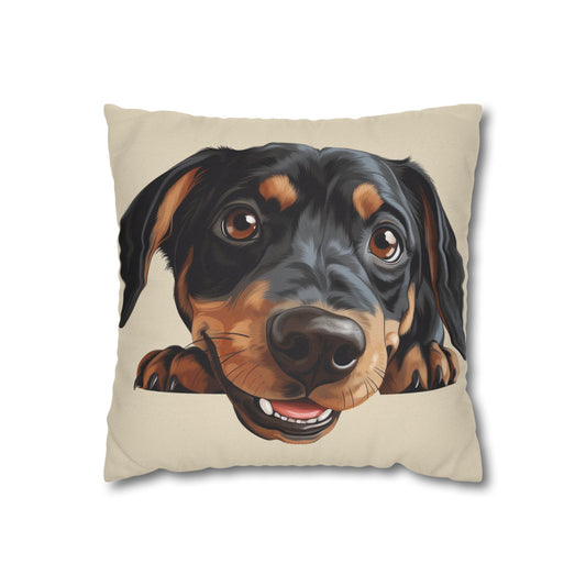 Austrian Black and Tan Hound  Face Throw Pillow — Cute Dog Portrait Decorative Cushion