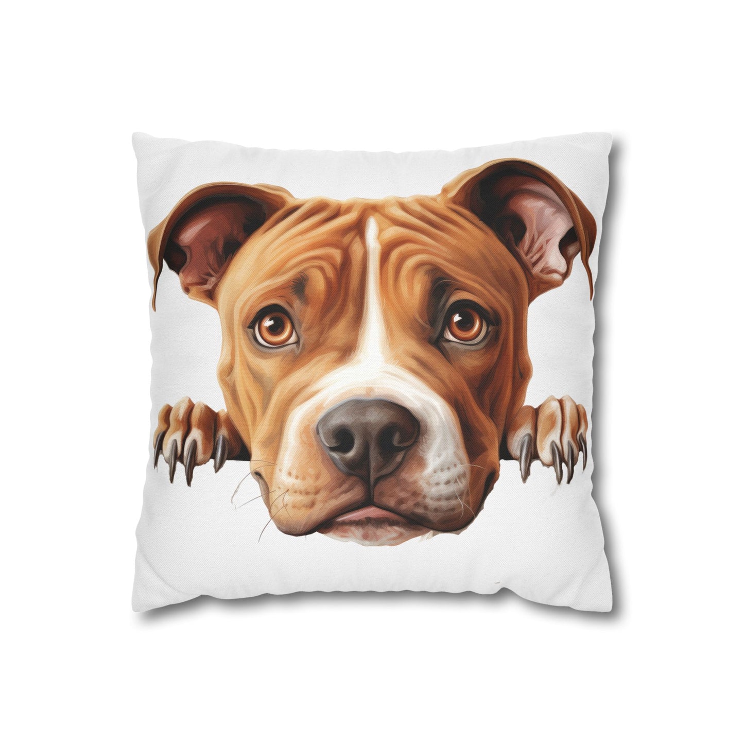 American Pit Bull Terrier Face Throw Pillow Cover — Peeking Dog Decorative Pillowcase for Dog Lovers