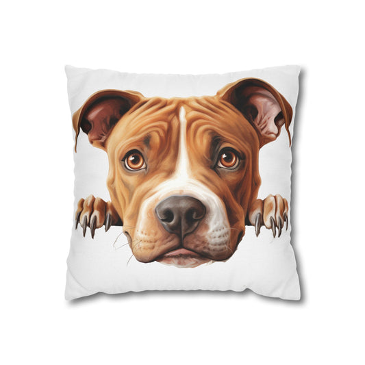 American Pit Bull Terrier Face Throw Pillow Cover — Peeking Dog Decorative Pillowcase for Dog Lovers