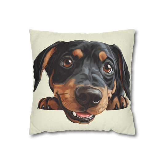 Austrian Black and Tan Hound  Face Throw Pillow — Cute Dog Portrait Decorative Cushion