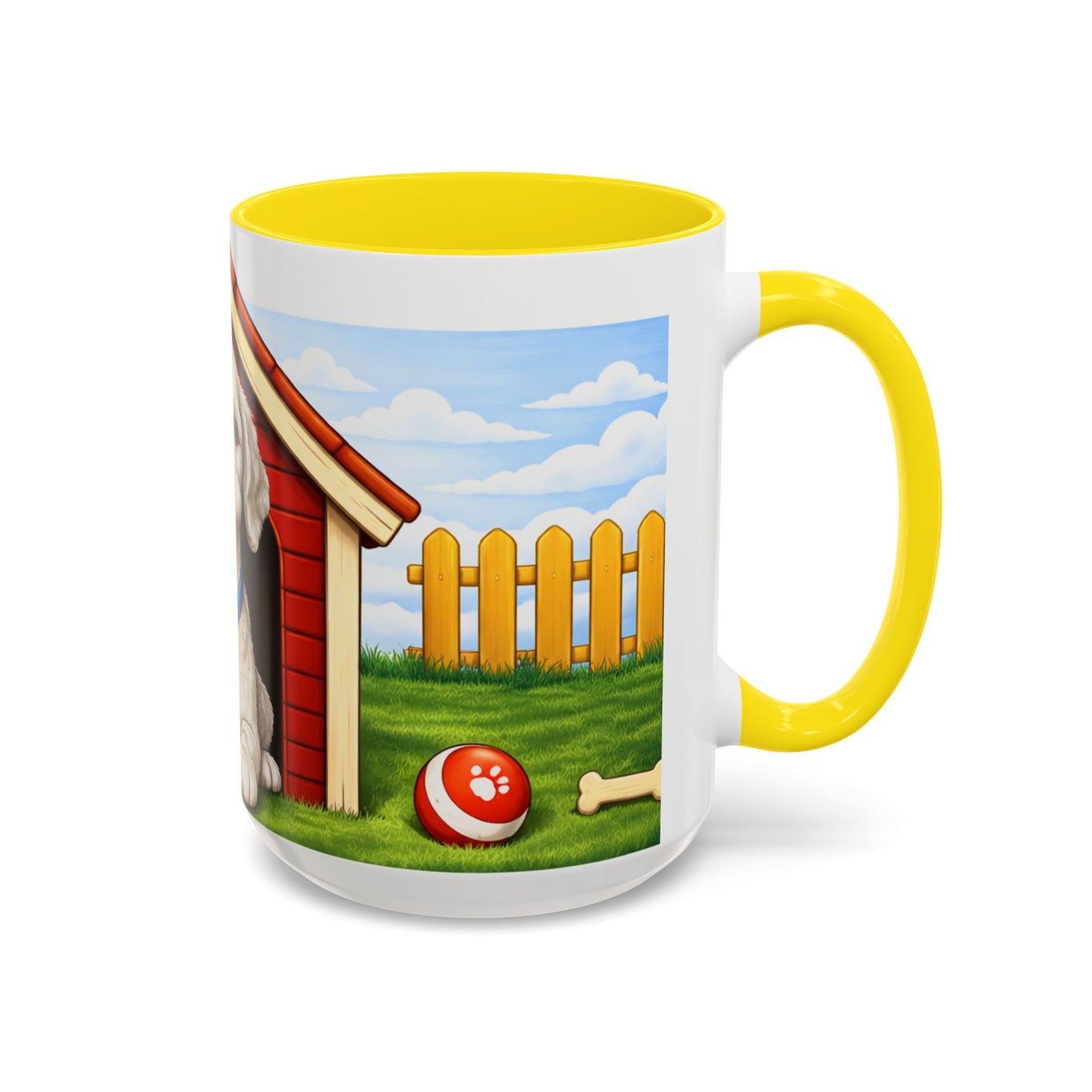 Bedlington Terrier– Red Doghouse Design Accent Mug (11oz/15oz)