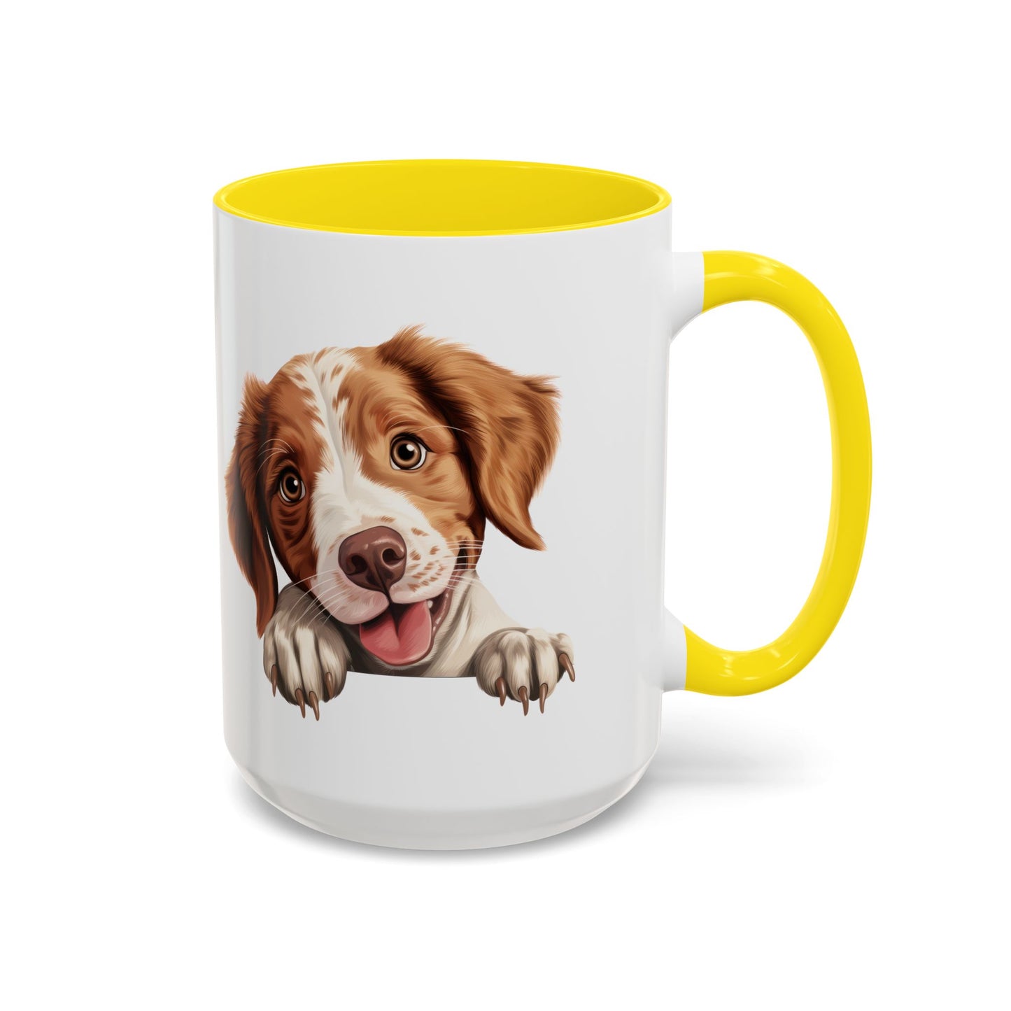Brittany Coffee Mug — Smiling Puppy Accent Mug (11/15oz)