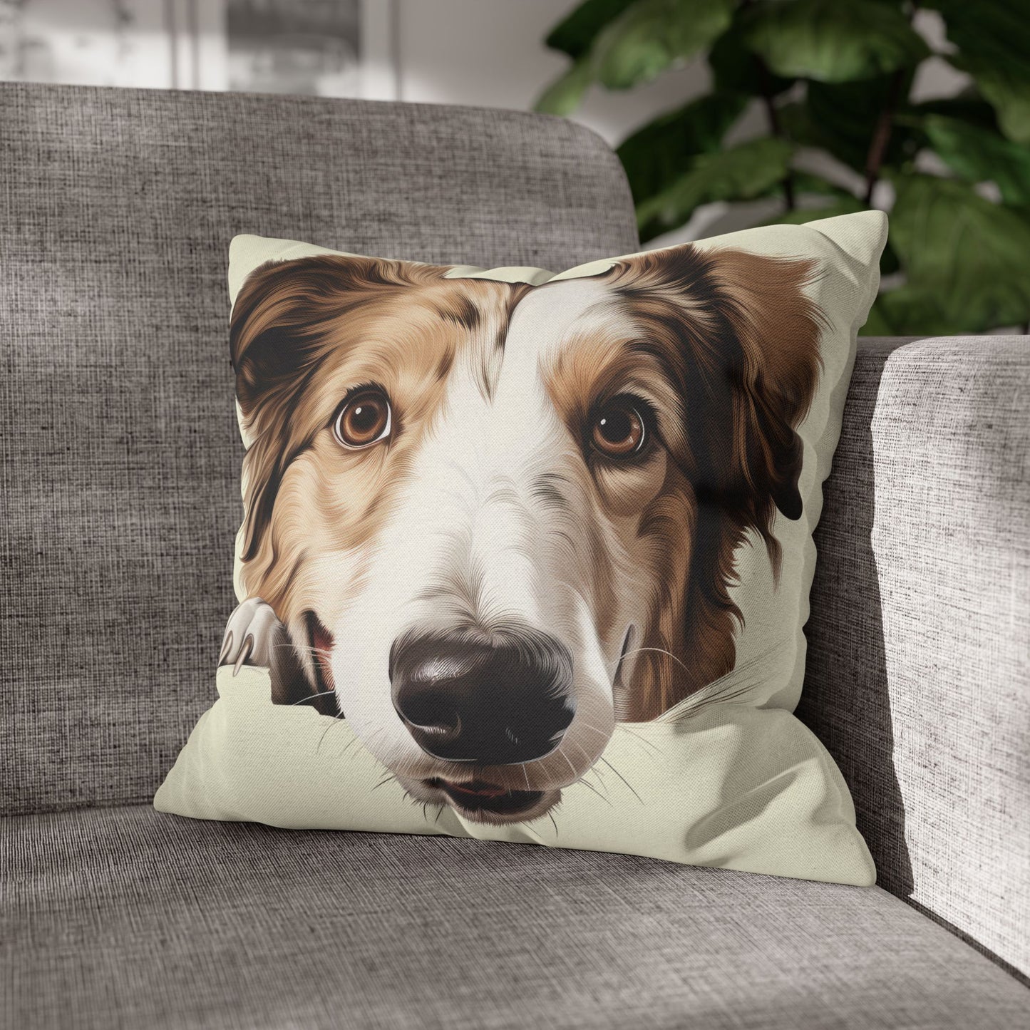 Borzoi Face Throw Pillow - Cute Dog Decorative Pillowcase