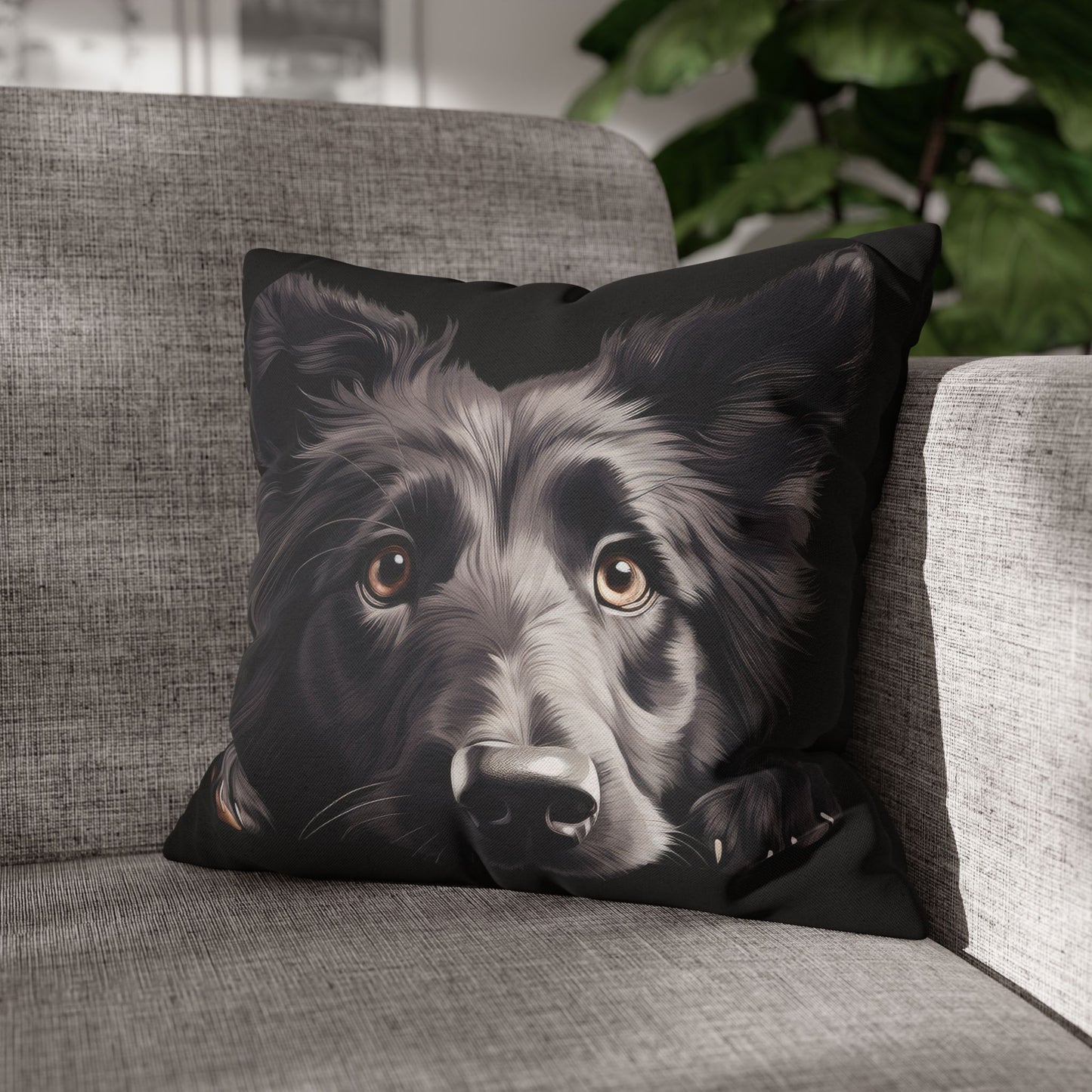Belgian Sheepdog Face Decorative Pillow - Cute Peeking Pet Throw Pillowcase