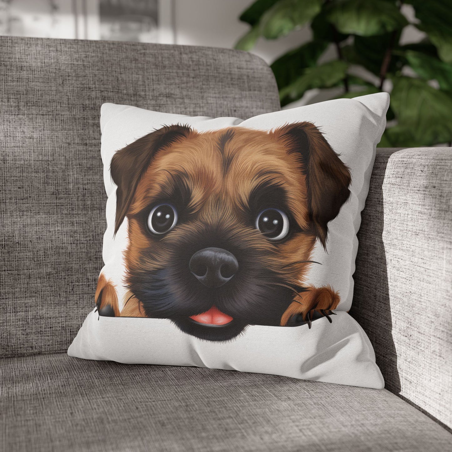 Border Terrier Throw Pillowcase — Adorable Puppy Decorative Pillow Cover