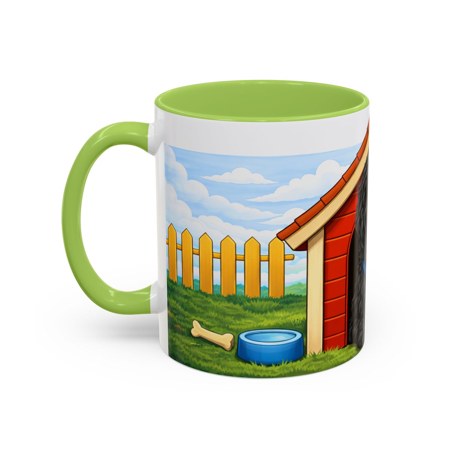 Black Russian Terrier -- Red Doghouse Accent Coffee Cup (11/15 oz)