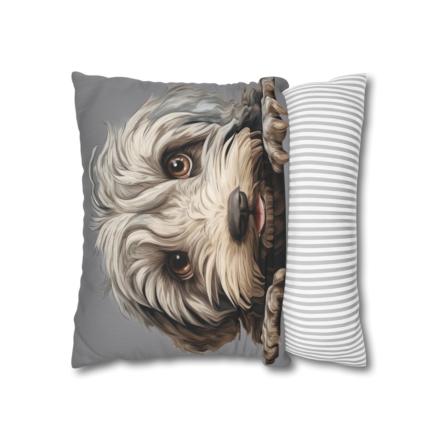 Bergamasco Face Throw Pillowcase — Playful Doodle Pet Decor