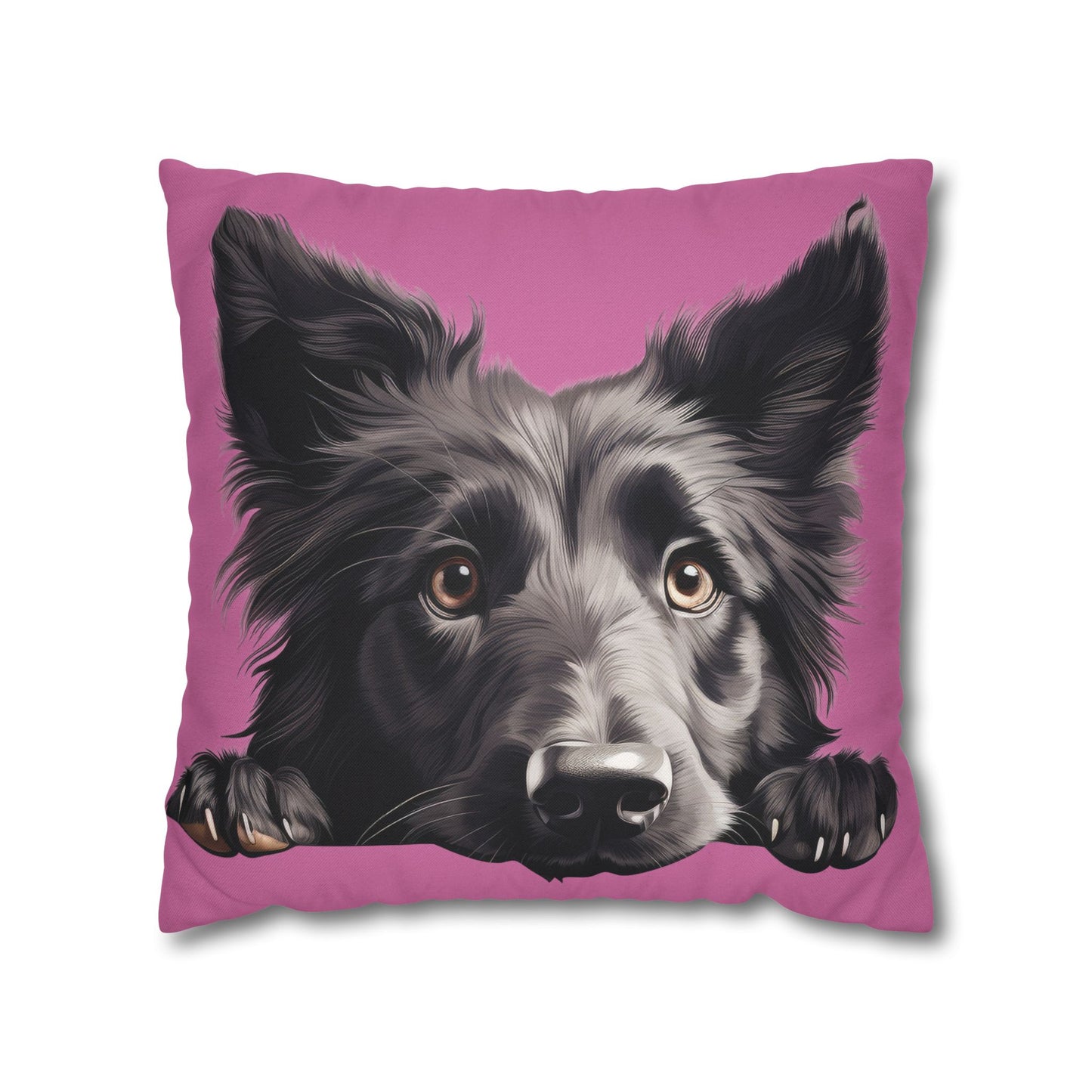 Belgian Sheepdog Face Decorative Pillow - Cute Peeking Pet Throw Pillowcase