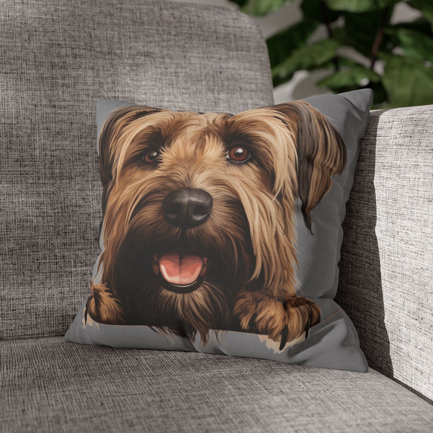 Briard Dog Pillow Cover — Happy Pup Throw Pillowcase