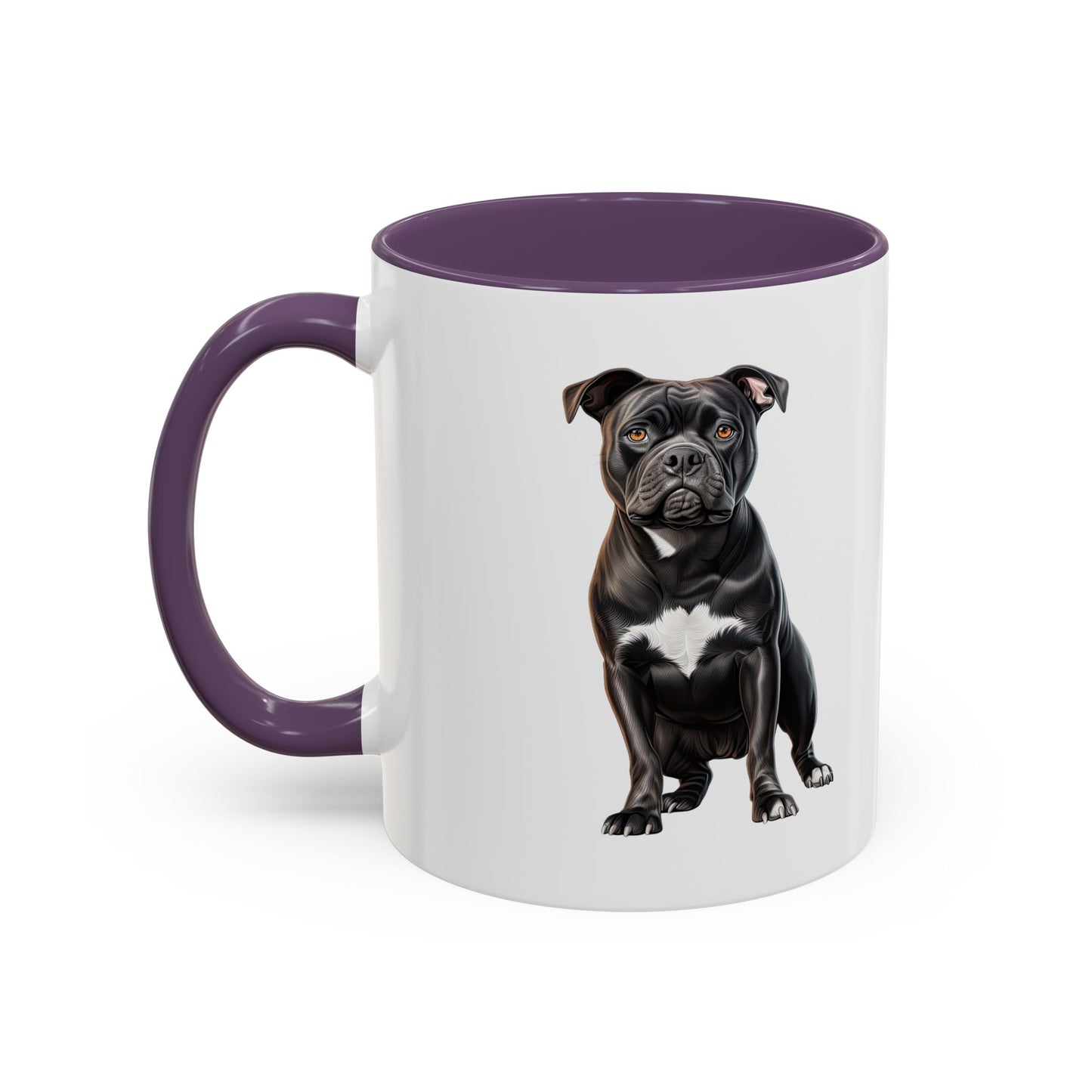 Staffordshire Bull Terrier Accent Coffee Mug — Cute Black Pitbull Dog Portrait (11/15 oz)