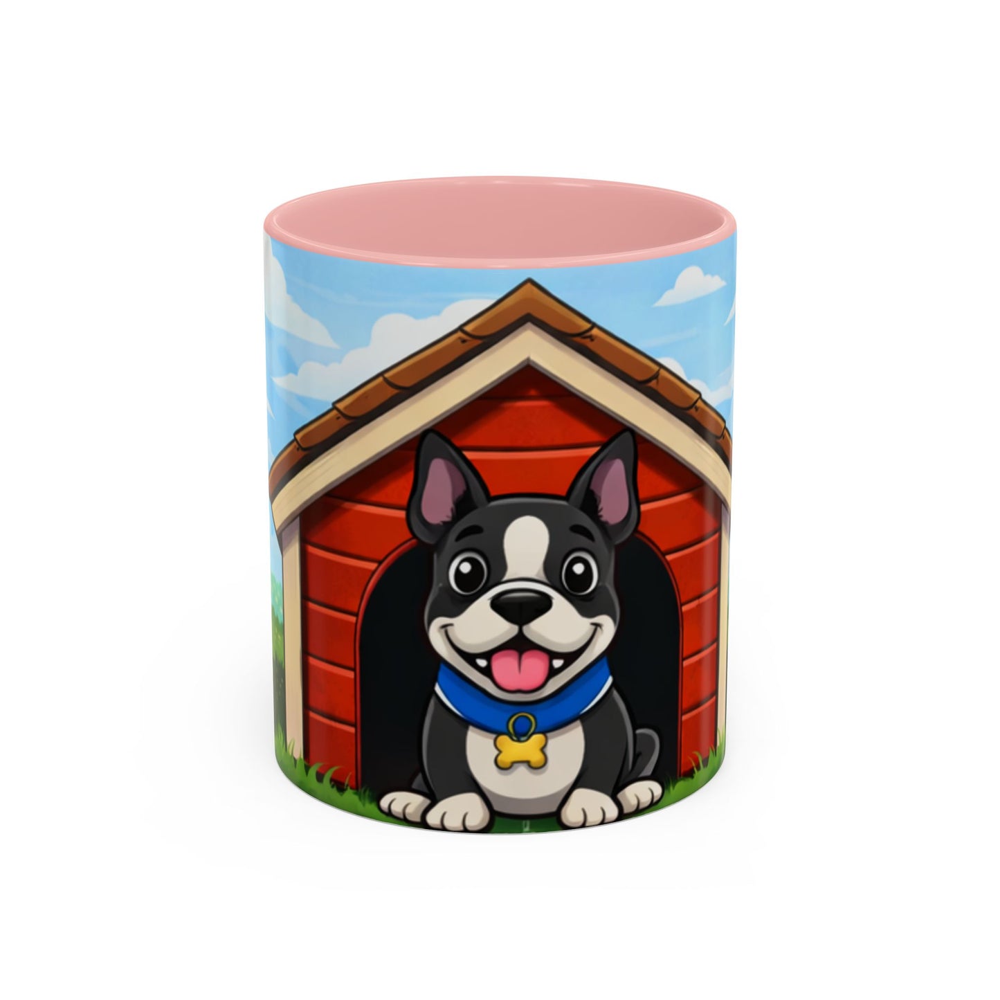 Boston Terrier Dog Mug — "Red Dog House" Accent Coffee Cup (11/15oz)