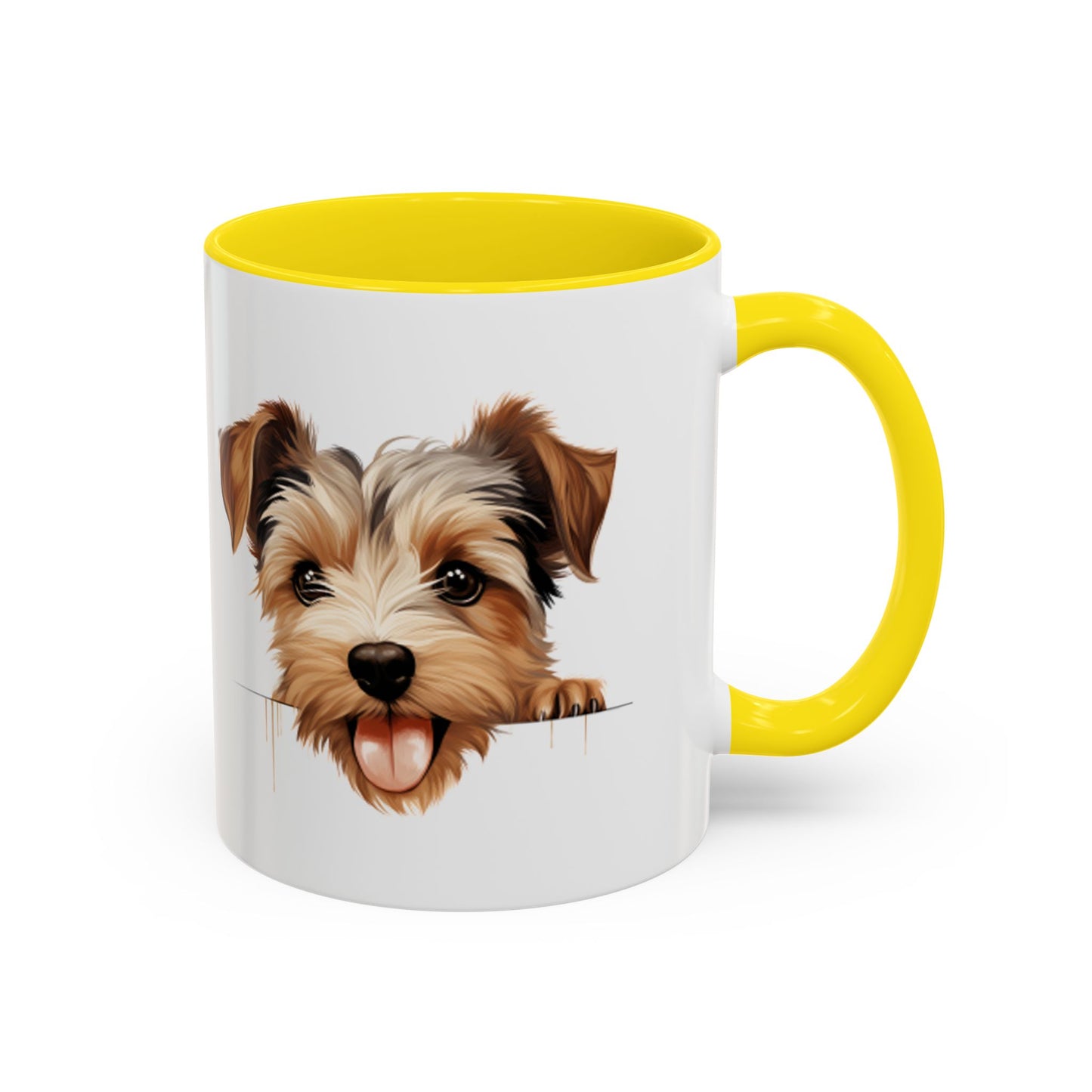 Biewer Terrier Coffee Mug — Cute Peekaboo Puppy Accent Mug (11/15oz)