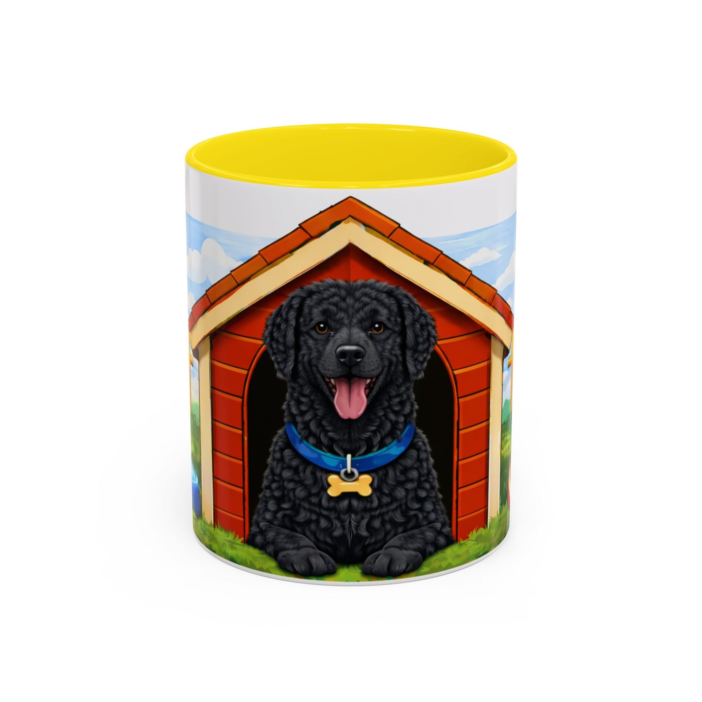 Curly-Coated Retriever — Red Doghouse Accent Coffee Mug (11oz/15oz)