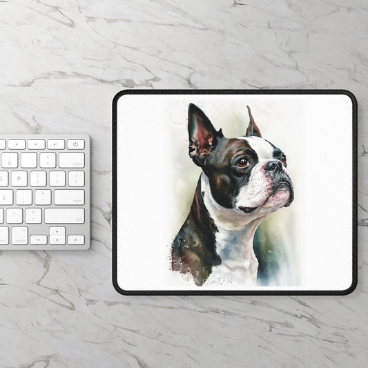 Boston Terrier Gaming Mouse Pad-White