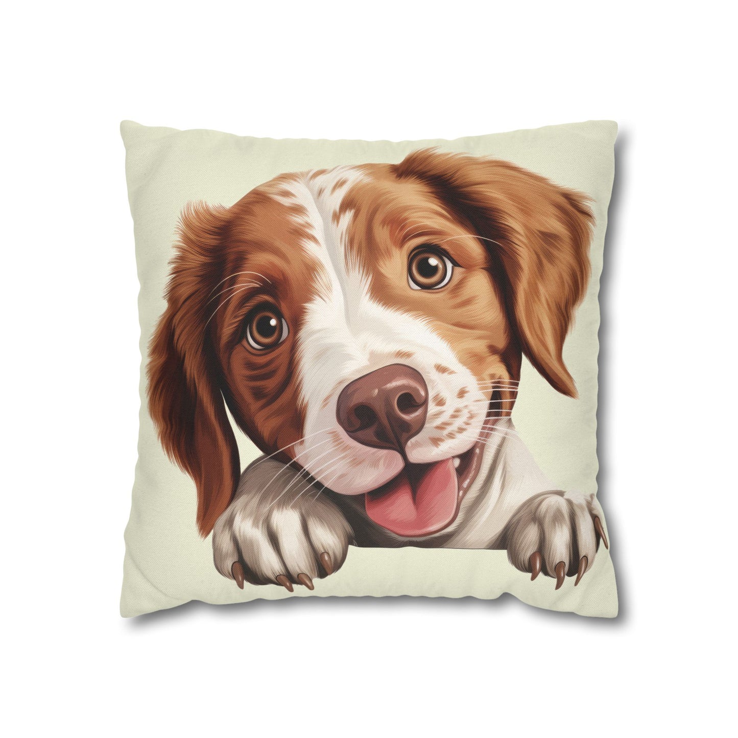 Brittany Throw Pillowcase — Adorable Brown Dog Decorative Pillow Cover