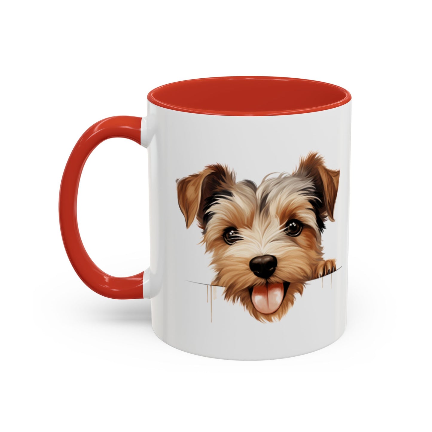 Biewer Terrier Coffee Mug — Cute Peekaboo Puppy Accent Mug (11/15oz)