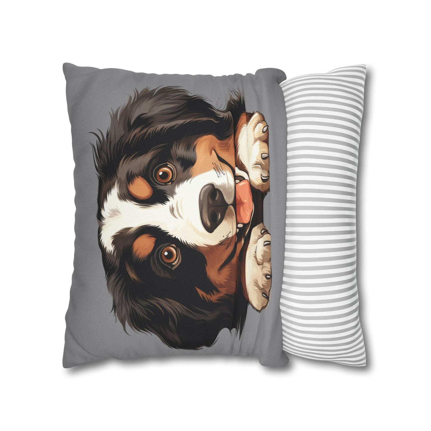 Bernese Mountain Dog Throw Pillowcase — Cute Paw Print Pet Pillow Cover