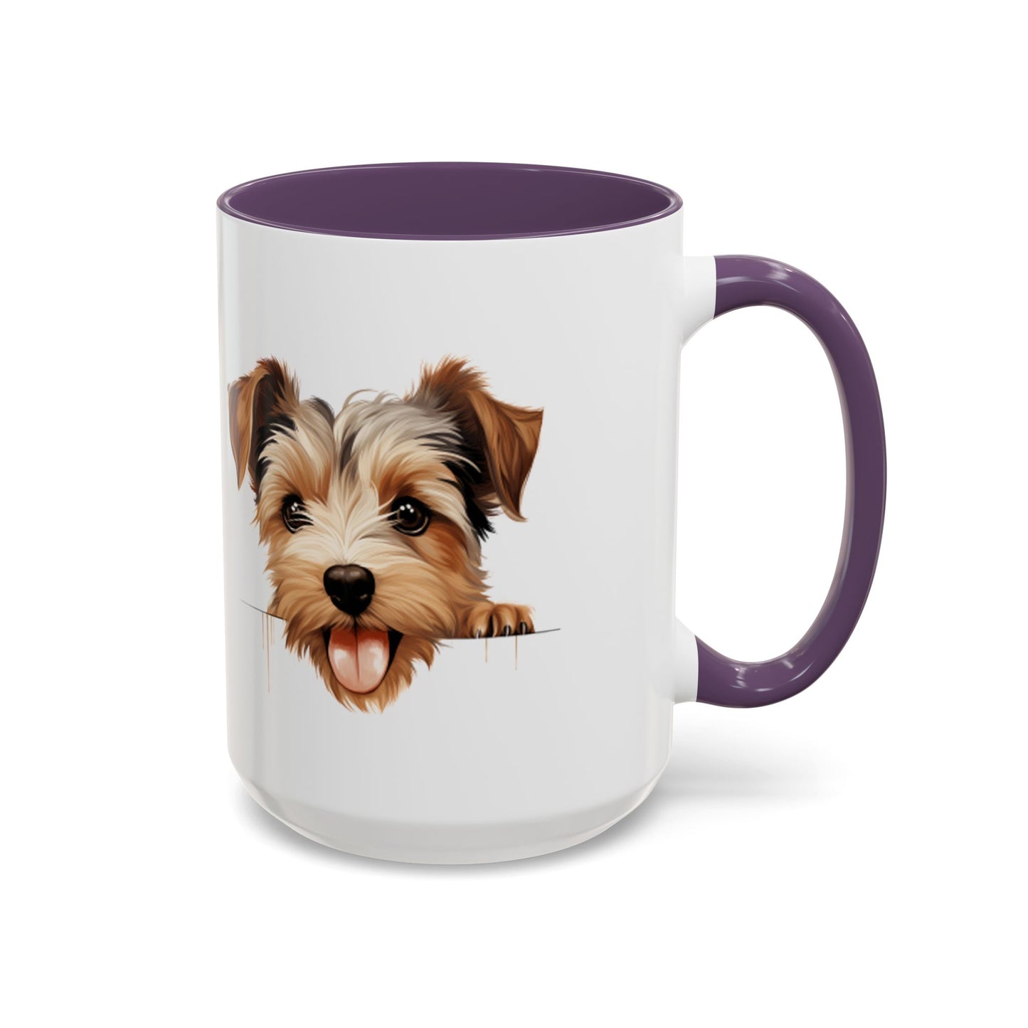 Biewer Terrier Coffee Mug — Cute Peekaboo Puppy Accent Mug (11/15oz)