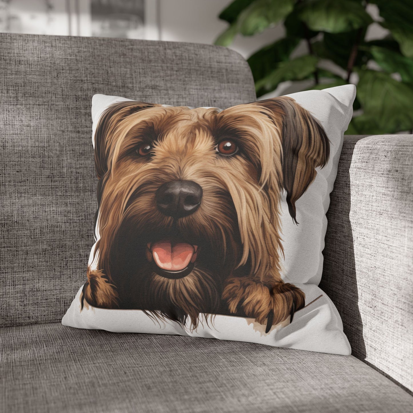 Briard Dog Pillow Cover — Happy Pup Throw Pillowcase