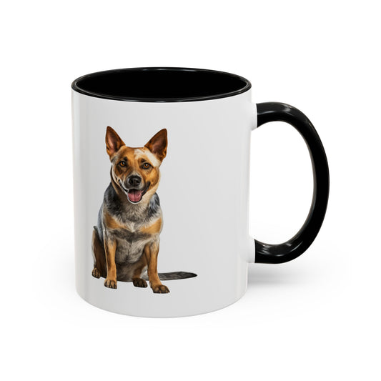 Australian Cattle Dog Accent Coffee Mug — Cute Sitting Dog Design (11/15oz)