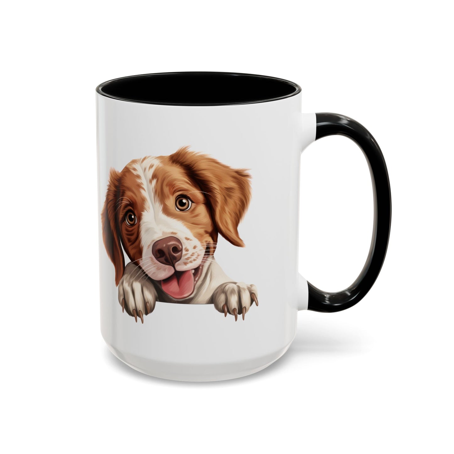 Brittany Coffee Mug — Smiling Puppy Accent Mug (11/15oz)