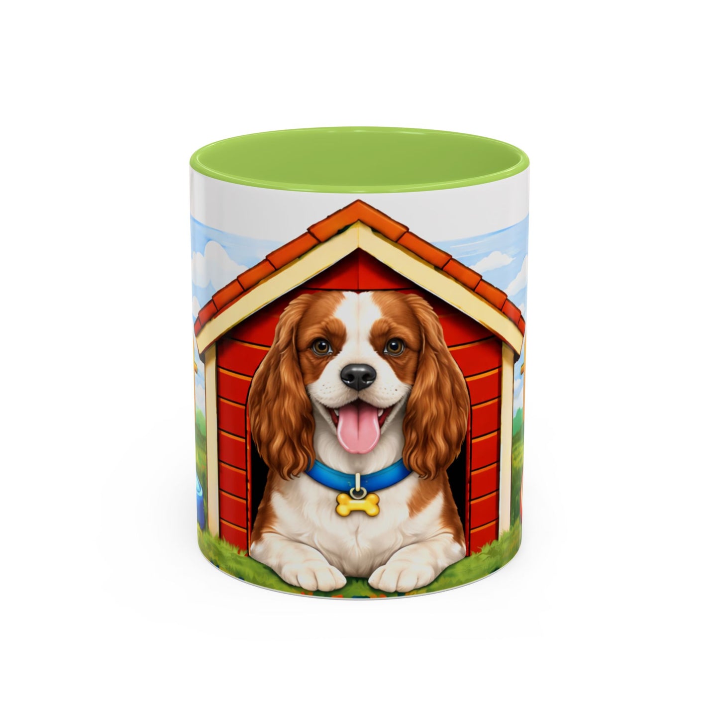 Cavalier King Charles Spaniel — Red Doghouse Accent Coffee Mug (11oz/15oz)