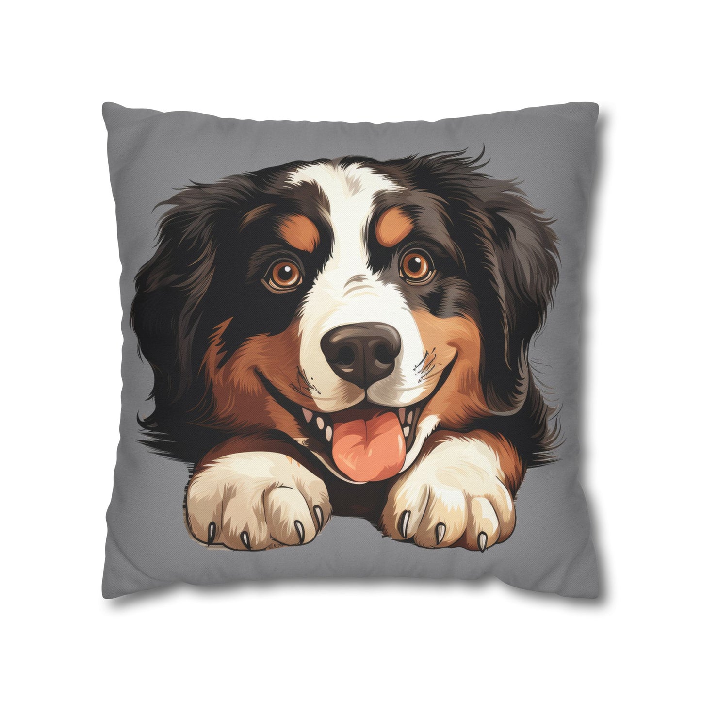 Bernese Mountain Dog Throw Pillowcase — Cute Paw Print Pet Pillow Cover