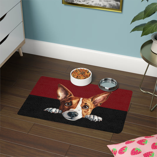 Basenji Dog Feeding Mat (12x18)  -Garnet/Black